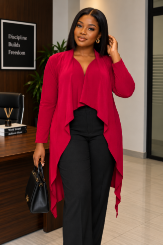 Magenta Draped Longline Blazer (UK Size M/Bust 36 to 38 – Female Blazer) #031