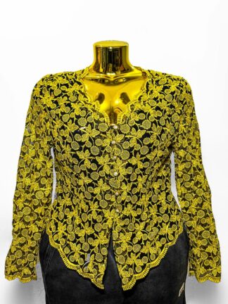 Yellow Floral Lace Blazer (UK Size L/Bust 38 – Female Blazer) #005