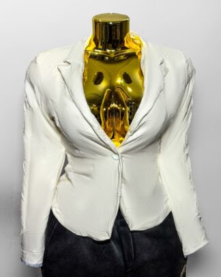 White Draped Lapel Blazer (UK Size M/Bust 36 – Female Blazer) #010