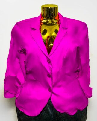 Fuchsia Pink Button-Front Blazer (UK Size XL/Bust 42 – Female Blazer) #017