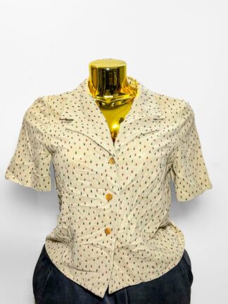 Beige Patterned Short-Sleeve Blazer (UK Size M/Bust 36 – Female Blazer) #008