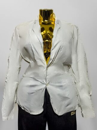 White Textured Long-Sleeve Fitted Blazer (UK Size XL/Bust 44 – Female Blazer) #029