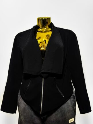 Black Draped Lapel Zip Blazer (UK Size M/Bust 36 – Female Blazer) #007