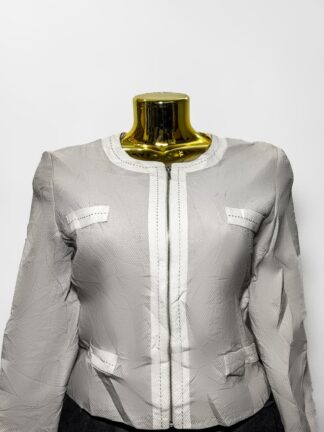 Light Grey Zip-Front Tailored Jacket (UK Size M/Bust 38 – Female Blazer) #040