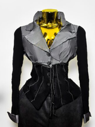 Black & Silver Corset-Style Blazer (UK Size L/Bust 38 – Female Blazer) #023